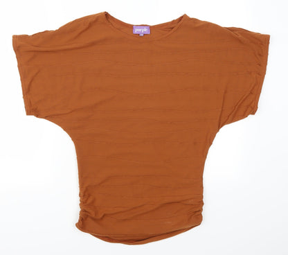 Womens UK Size 10 Purple Brown Basic T-Shirt