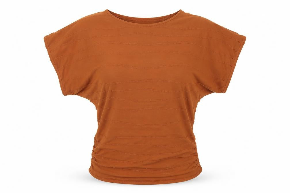 Womens UK Size 10 Purple Brown Basic T-Shirt