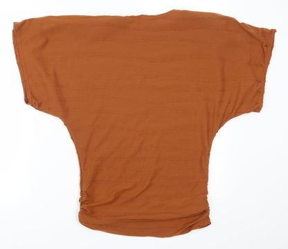 Womens UK Size 10 Purple Brown Basic T-Shirt