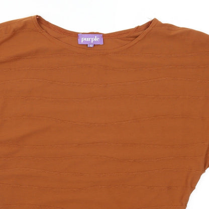 Womens UK Size 10 Purple Brown Basic T-Shirt