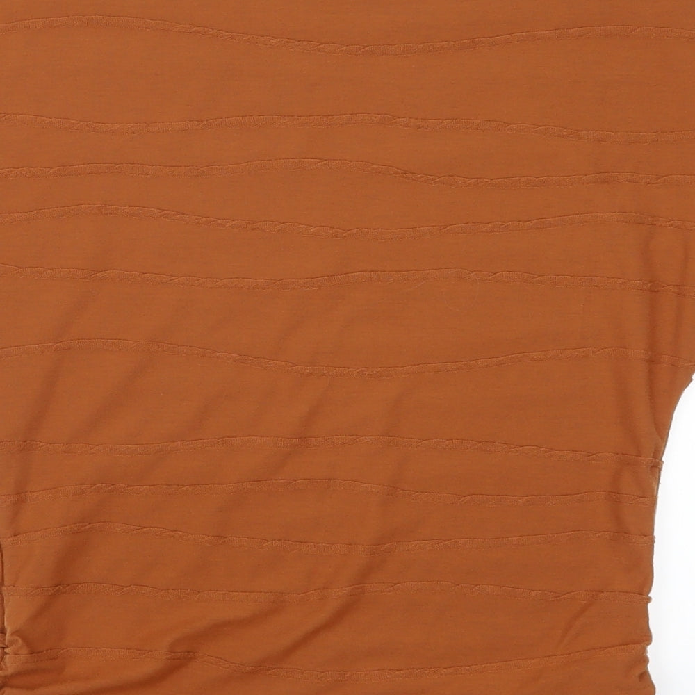 Womens UK Size 10 Purple Brown Basic T-Shirt