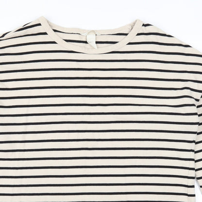 H&M Womens Beige Striped  T-Shirt Dress  Size M  - Sweater Dress