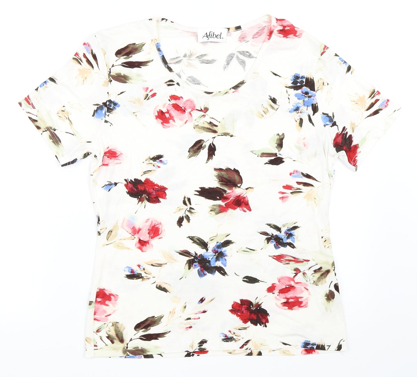 Womens UK Size S Afibel Ivory Basic T-Shirt