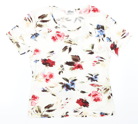 Womens UK Size S Afibel Ivory Basic T-Shirt