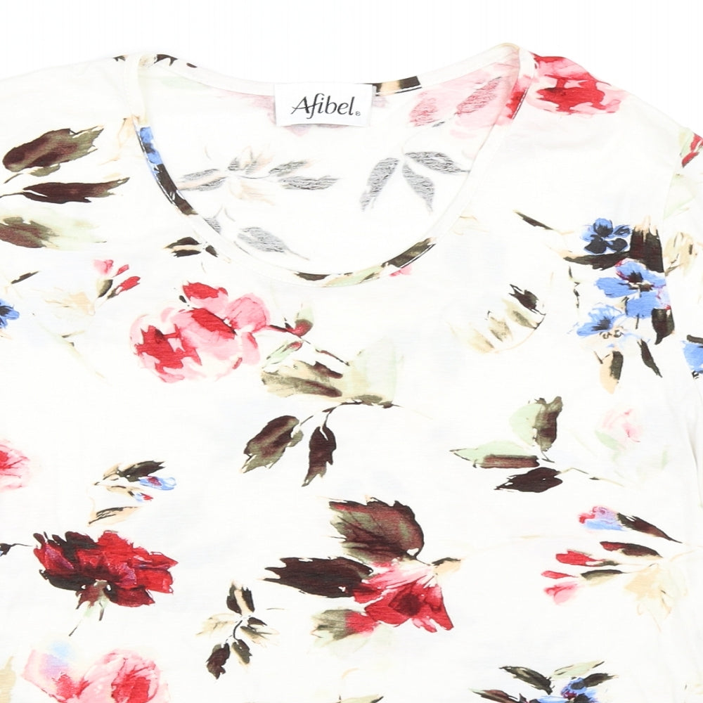 Womens UK Size S Afibel Ivory Basic T-Shirt