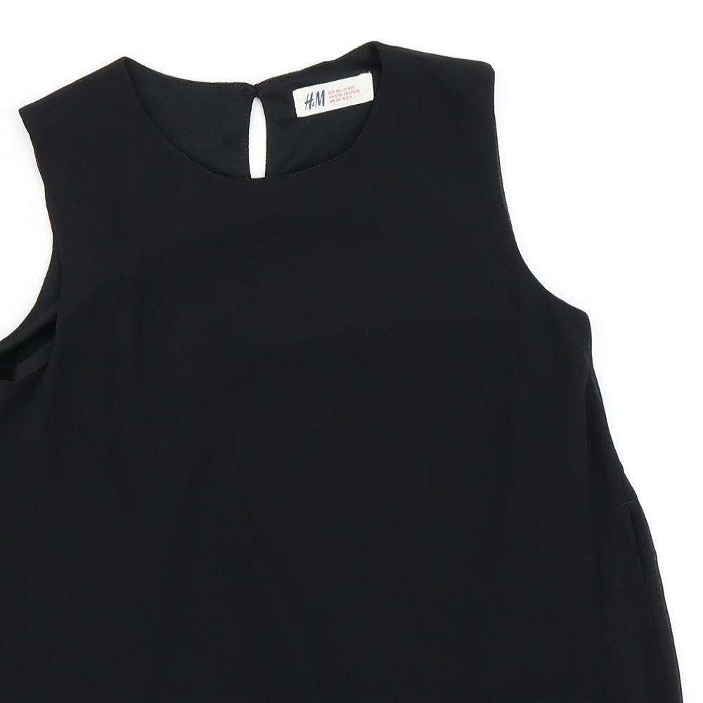 H&M Girls Black   Basic Blouse Size 8-9 Years