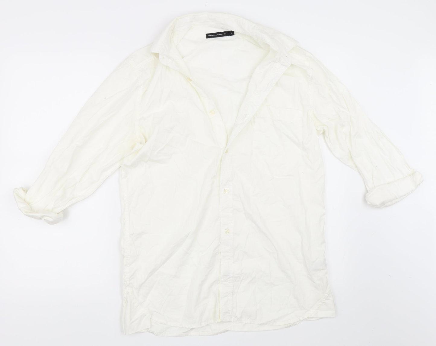Mens UK Size M French Connection White  Button-Up Long Sleeve Casual Shirt
