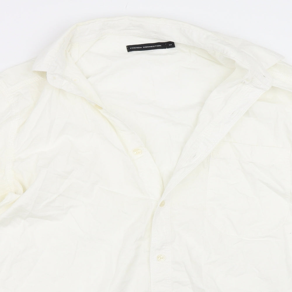 Mens UK Size M French Connection White  Button-Up Long Sleeve Casual Shirt