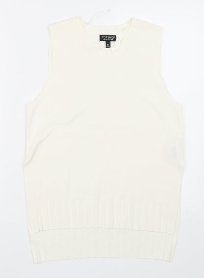 Womens UK Size 10 Topshop Ivory Basic Tank