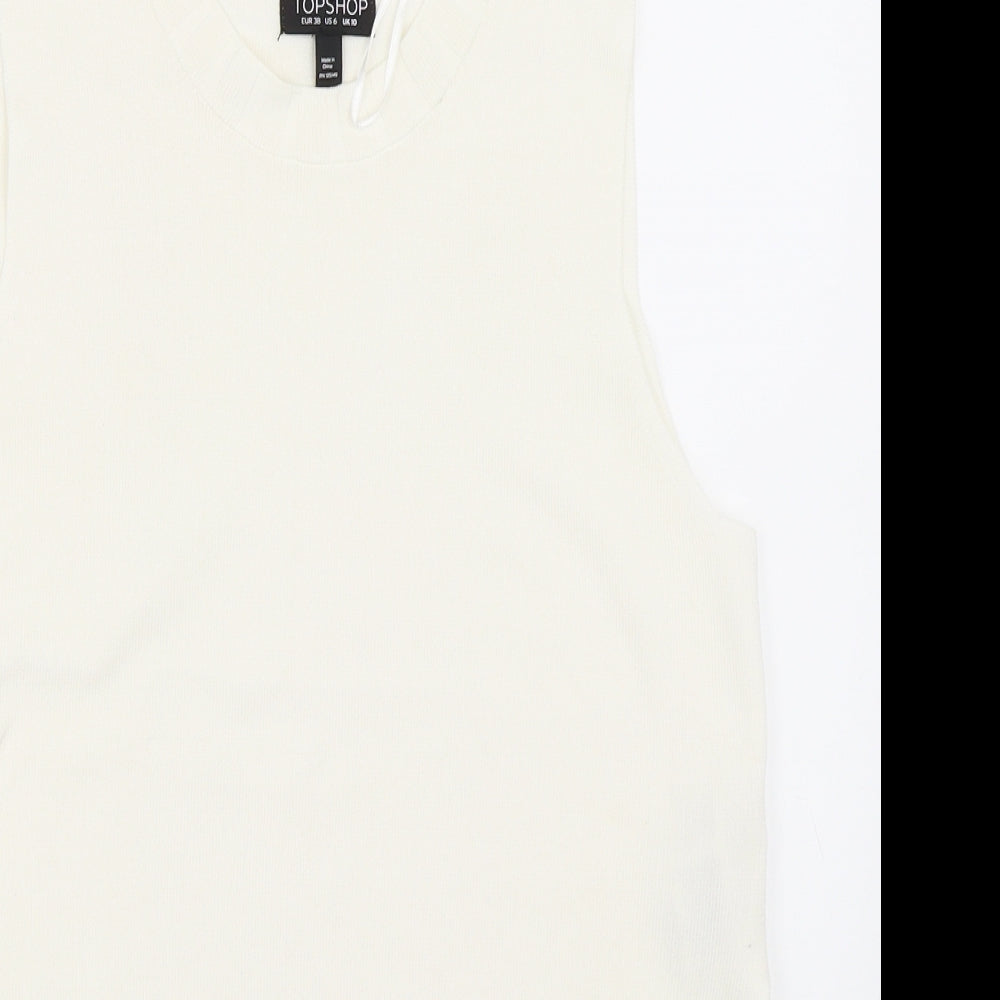 Womens UK Size 10 Topshop Ivory Basic Tank