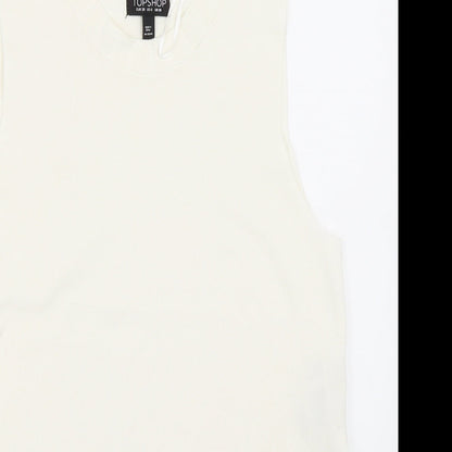 Womens UK Size 10 Topshop Ivory Basic Tank