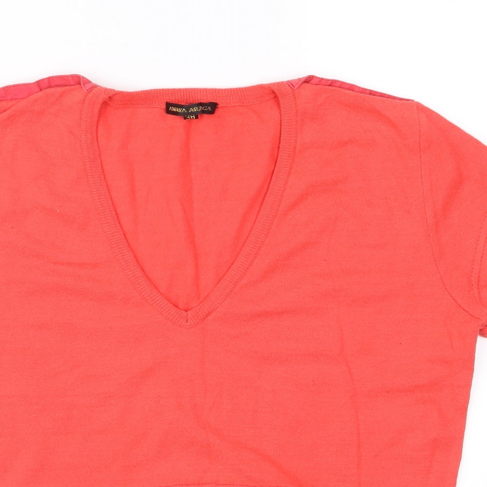 Amaya Arzuaga Womens Red  Jersey Basic T-Shirt Size 10