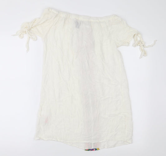Atmosphere Womens Ivory Geometric  Basic Blouse Size S
