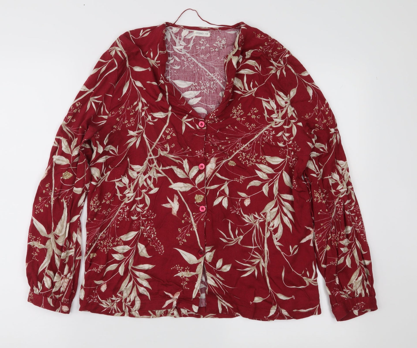 Womens UK Size S Oysho Red Basic Blouse