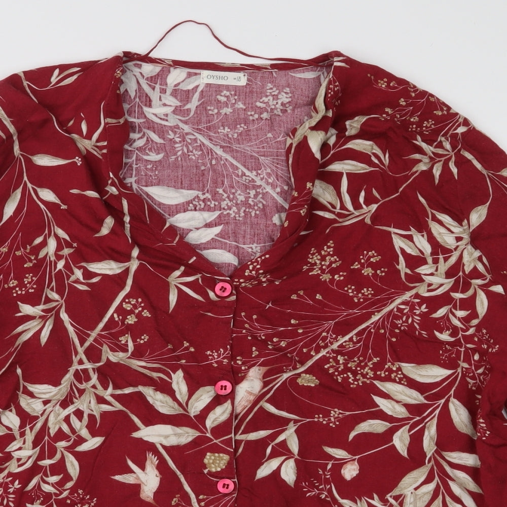 Womens UK Size S Oysho Red Basic Blouse