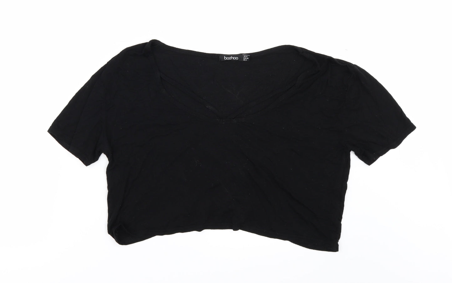 Womens UK Size 8 Boohoo Black Basic T-Shirt
