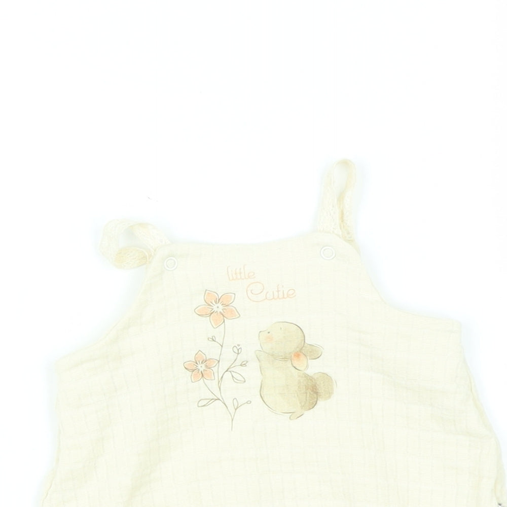 Preworn Girls Beige   Babygrow One-Piece Size 6-9 Months