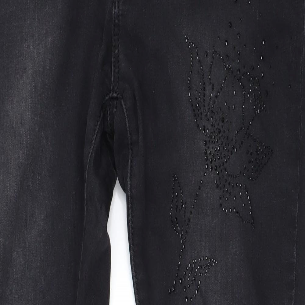 Womens UK Size L Preworn Regular Fit Straight Black Jeans