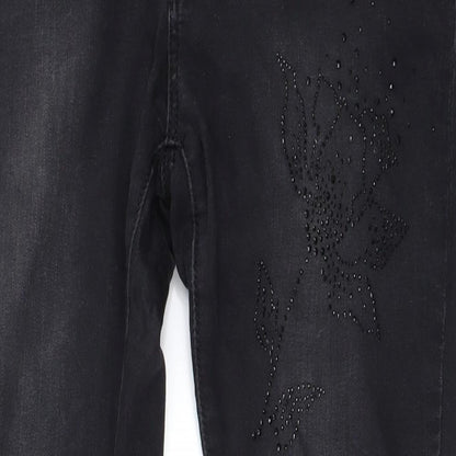 Womens UK Size L Preworn Regular Fit Straight Black Jeans