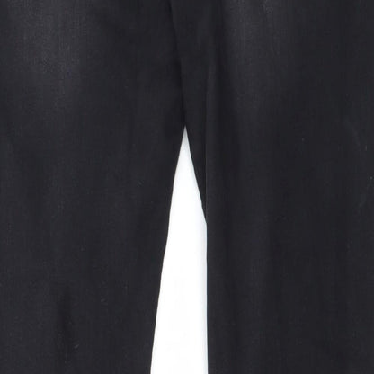 Womens UK Size L Preworn Regular Fit Straight Black Jeans