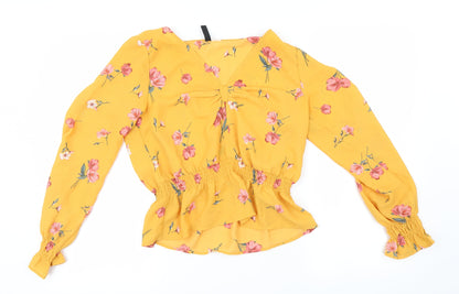 Womens UK Size 8 H&M Yellow Basic Blouse