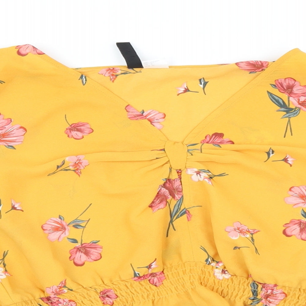 Womens UK Size 8 H&M Yellow Basic Blouse