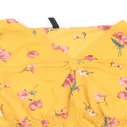 Womens UK Size 8 H&M Yellow Basic Blouse
