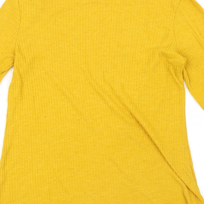 Womens UK Size 10 River Island Yellow Basic T-Shirt