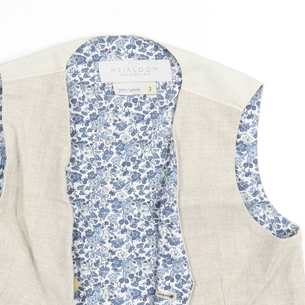 hemloom Boys Beige   Jacket Waistcoat Size 3 Years