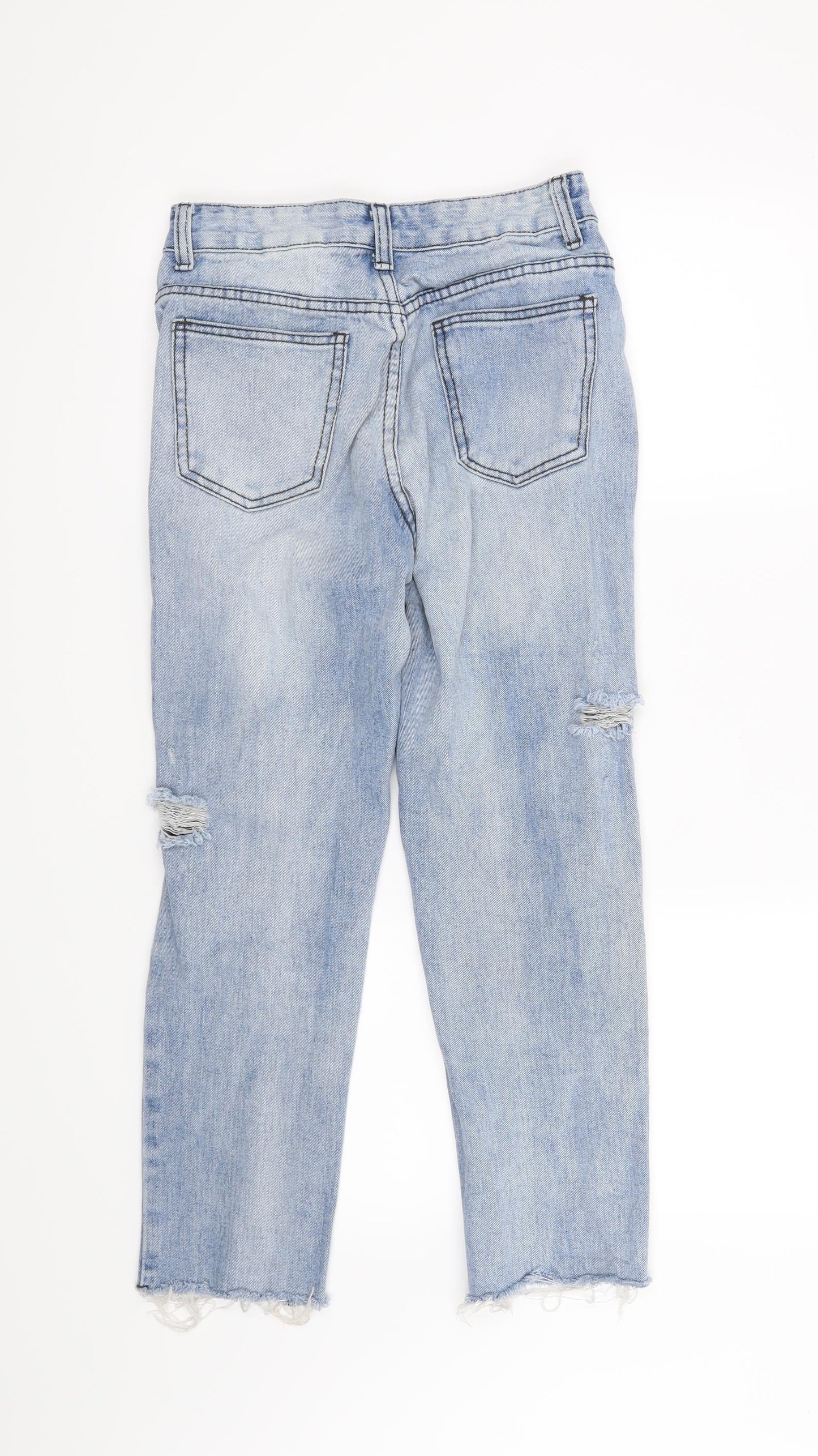 Womens UK Size 8 Preworn Regular Fit Straight Blue Jeans