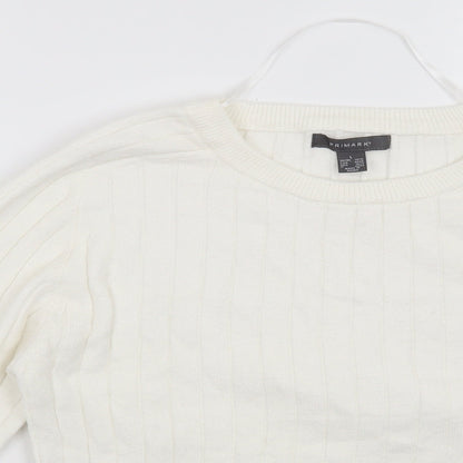 Primark Womens White Striped  Pullover Jumper Size 14
