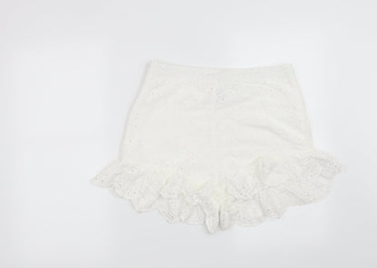 SheIn Womens White Floral  Hot Pants Shorts Size L