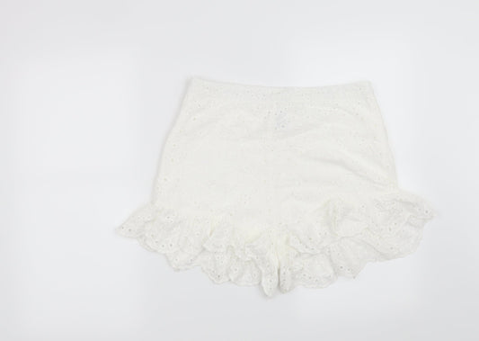 SheIn Womens White Floral  Hot Pants Shorts Size L