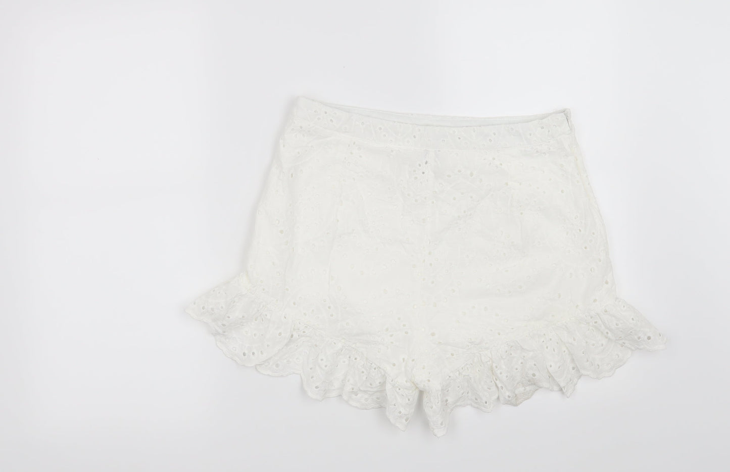 SheIn Womens White Floral  Hot Pants Shorts Size L