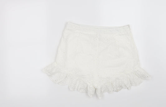 SheIn Womens White Floral  Hot Pants Shorts Size L