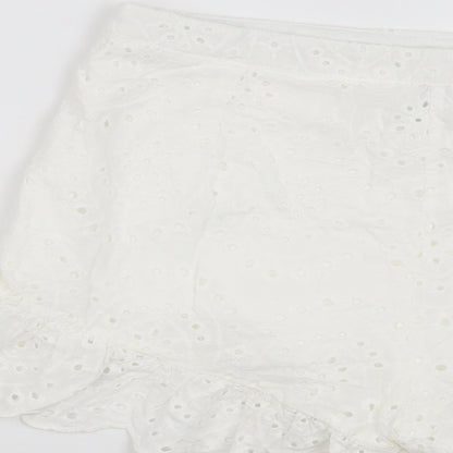 SheIn Womens White Floral  Hot Pants Shorts Size L