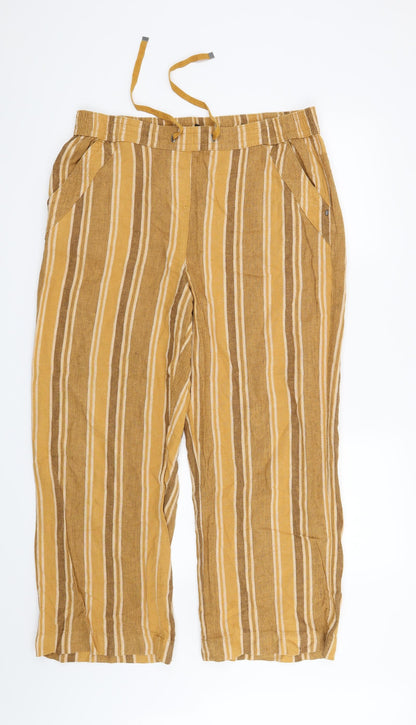 Bonmarché Womens Yellow Striped  Trousers  Size 16 L27 in