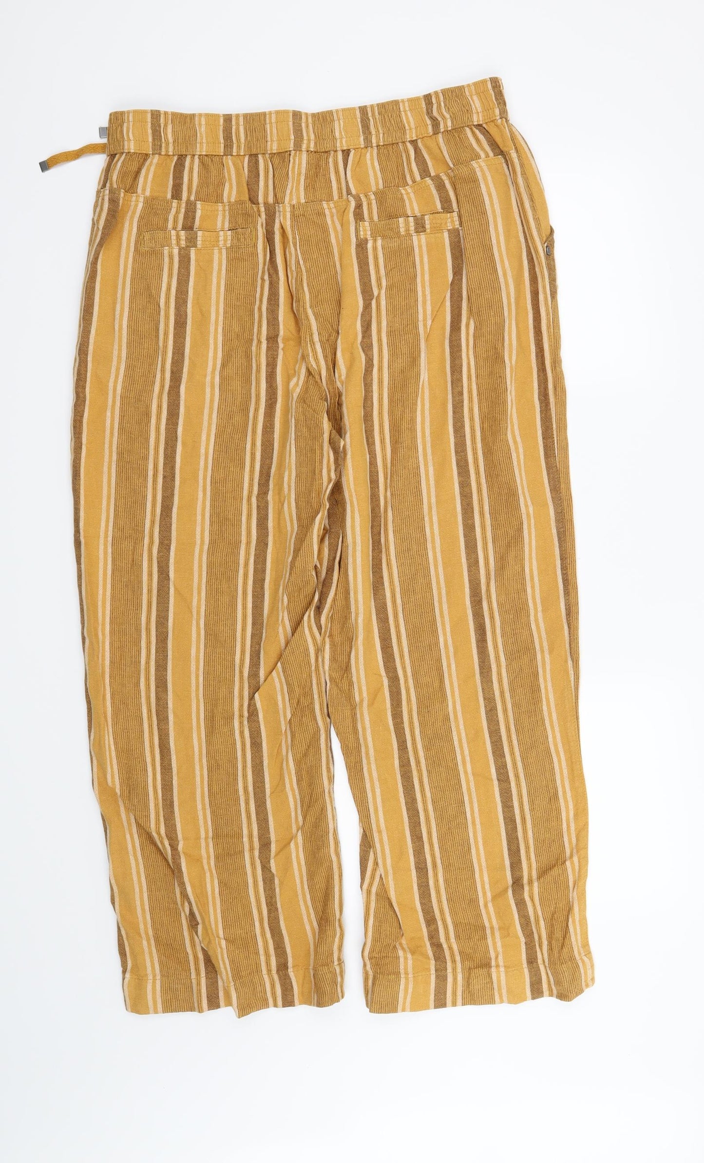 Bonmarché Womens Yellow Striped  Trousers  Size 16 L27 in