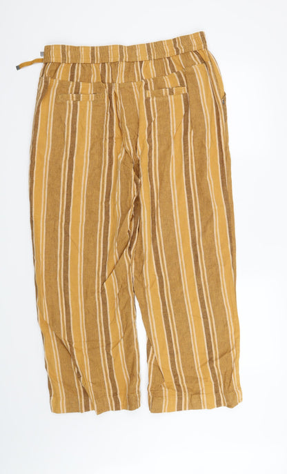 Bonmarché Womens Yellow Striped  Trousers  Size 16 L27 in