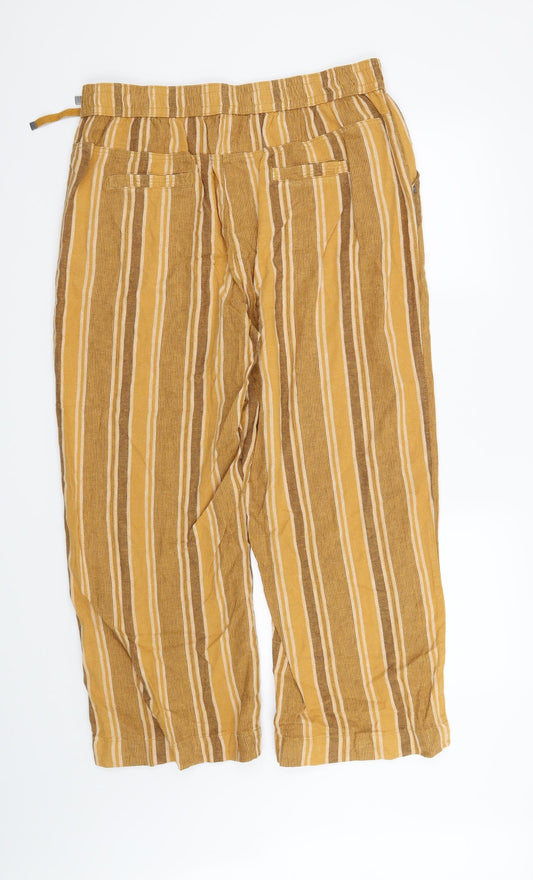 Bonmarché Womens Yellow Striped  Trousers  Size 16 L27 in