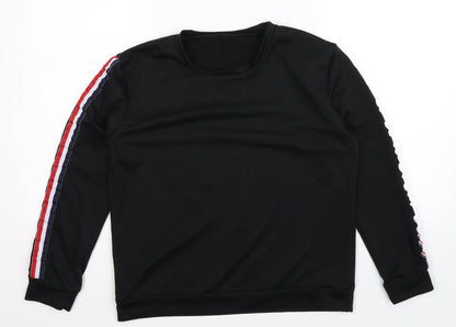 Preworn Womens Black Striped  Pullover Sweatshirt Size M