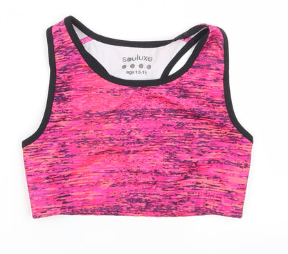 Souluxe Girls Pink Colourblock  Basic Tank Size 10-11 Years
