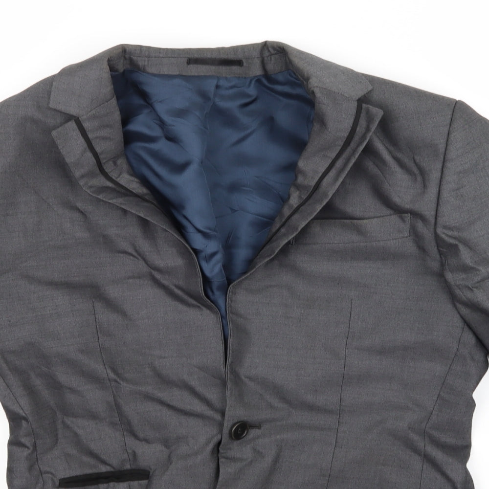 Mens UK Size 34 River Island Regular Grey Suit Jacket