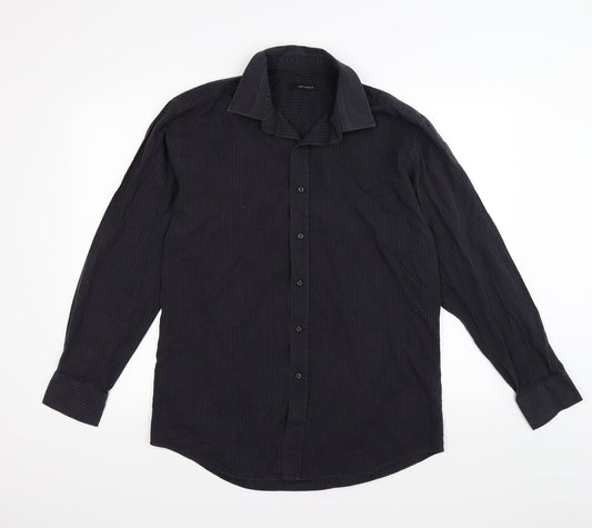 Tom english Mens Blue Striped   Button-Up Size 16.5