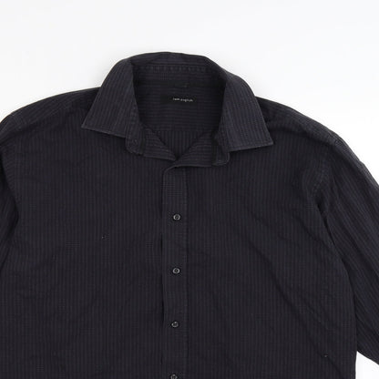 Tom english Mens Blue Striped   Button-Up Size 16.5