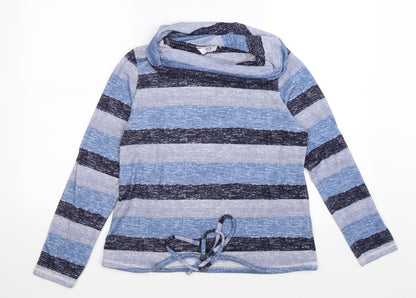 isw Womens Blue Striped Knit Pullover Jumper Size 10