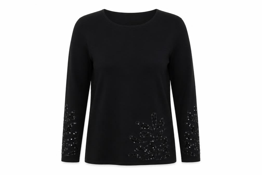 Frank Womens Saul Black Floral Knit Pullover Jumper Size S