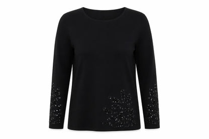 Frank Womens Saul Black Floral Knit Pullover Jumper Size S