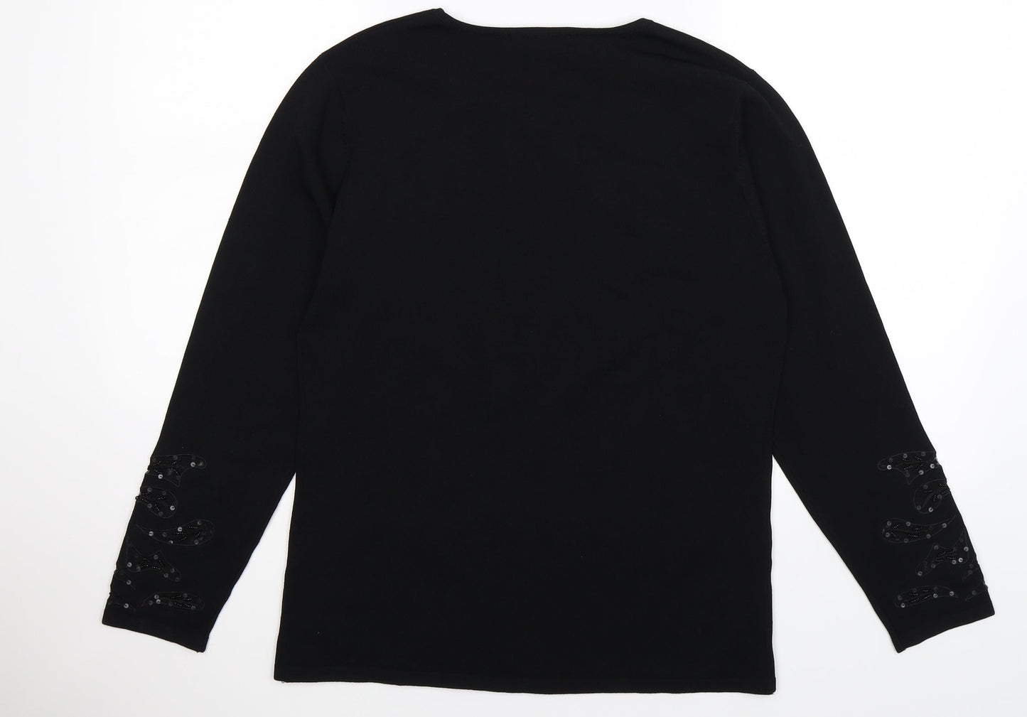 frank saul Womens Black Floral Knit Pullover Jumper Size S