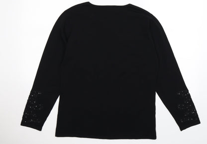 frank saul Womens Black Floral Knit Pullover Jumper Size S